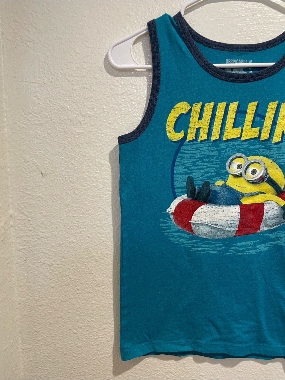 Despicable Me Minions Tank Top Kids M Blue Teal Chillin Graphic Shirt Summer - Picture 2 of 6